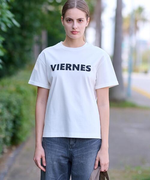 DRESSTERIOR(ドレステリア)の「【接触冷感/抗菌防臭/消臭】アイスクリアコットン VIERNESロゴT(Tシャツ/カットソー・レディース・ホワイト/サンドベージュ/ネイビー・36/38/34)」の19枚目の写真