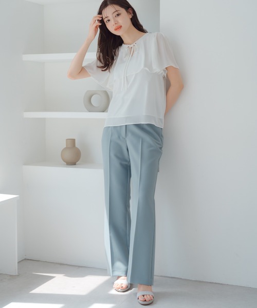 MISCH MASCH（ミッシュマッシュ）の「新色追加 WEB限定 2025新作 フレアカットタックパンツ（その他パンツ・レディース・ブラック/ベージュ/グリーン/ブラウン・S/M/L）」の13枚目の写真