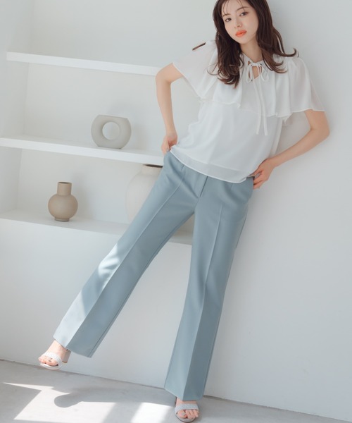 MISCH MASCH（ミッシュマッシュ）の「新色追加 WEB限定 2025新作 フレアカットタックパンツ（その他パンツ・レディース・ブラック/ベージュ/グリーン/ブラウン・S/M/L）」の14枚目の写真