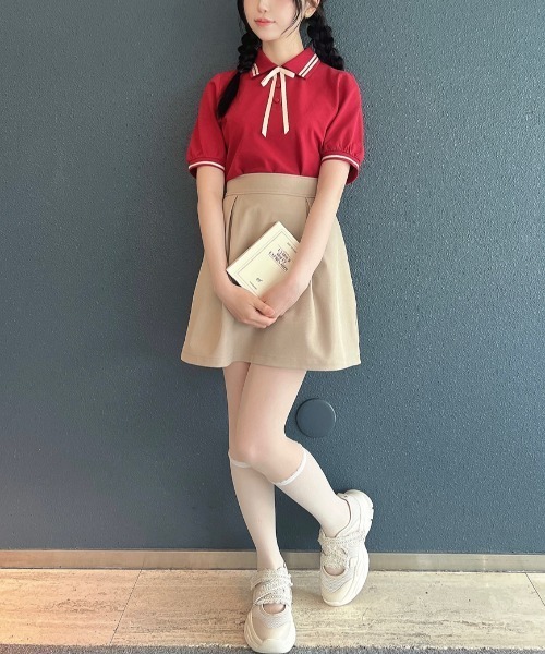 F i.n.t（フィント）の「ビッグリボンミニスカート/fint　フィント（スカート・レディース・ライトグレー/ネイビー/ベージュ・FREE）」の3枚目の写真