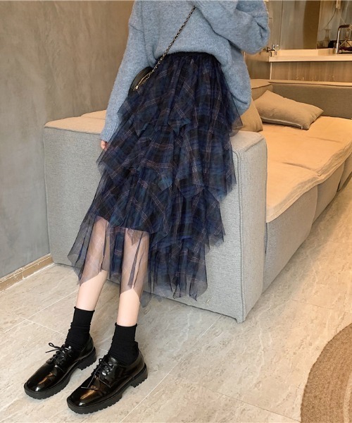 シアーレイヤードチェックスカート（スカート）｜ENLIKE（エンリケ）の  