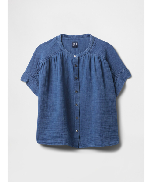 GAP(ギャップ)の「クリンクルガーゼ デニムシャツ(シャツ/ブラウス・レディース・インディゴブルー・L/M/XXS/XS/S)」の5枚目の写真