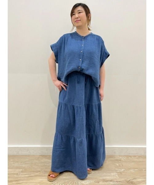GAP(ギャップ)の「クリンクルガーゼ デニムシャツ(シャツ/ブラウス・レディース・インディゴブルー・L/M/XXS/XS/S)」の9枚目の写真