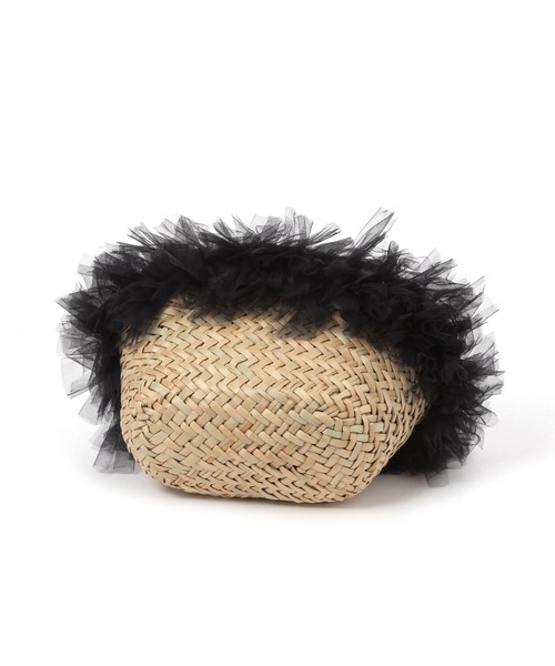 kakatoo（カカトゥ）の「【kakatoo(カカトゥ)】チュールフリンジカゴバッグ（かごバッグ・レディース・ブラック/グレー・FREE）」の5枚目の写真