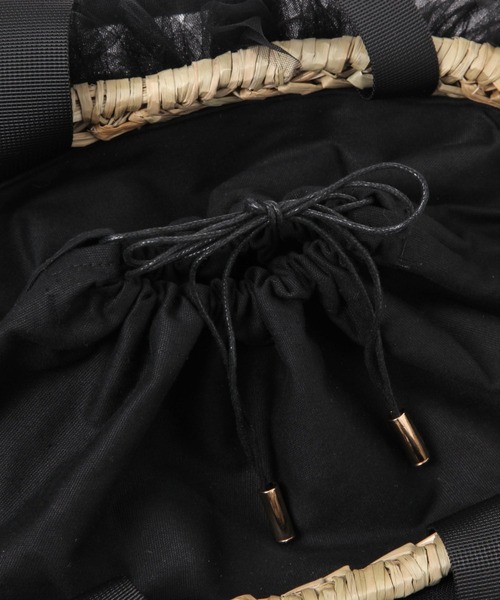 kakatoo（カカトゥ）の「【kakatoo(カカトゥ)】チュールフリンジカゴバッグ（かごバッグ・レディース・ブラック/グレー・FREE）」の6枚目の写真