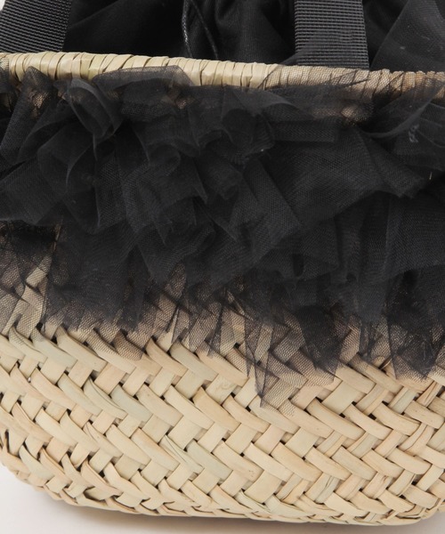 kakatoo（カカトゥ）の「【kakatoo(カカトゥ)】チュールフリンジカゴバッグ（かごバッグ・レディース・ブラック/グレー・FREE）」の8枚目の写真