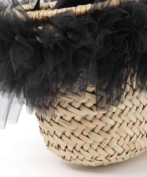 kakatoo（カカトゥ）の「【kakatoo(カカトゥ)】チュールフリンジカゴバッグ（かごバッグ・レディース・ブラック/グレー・FREE）」の9枚目の写真