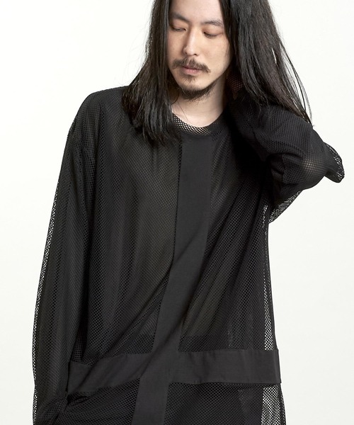 NO ID.（ノーアイディ）の「【NO ID.】Inverted Cross Mesh Pullover / インバーテッド クロス メッシュ プルオーバー（Tシャツ/カットソー・メンズ・ブラック/ホワイト・ONE SIZE）」の2枚目の写真