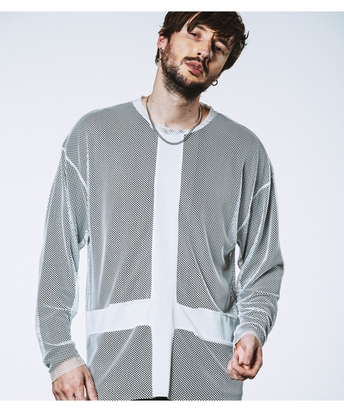 NO ID.（ノーアイディ）の「【NO ID.】Inverted Cross Mesh Pullover / インバーテッド クロス メッシュ プルオーバー（Tシャツ/カットソー・メンズ・ブラック/ホワイト・ONE SIZE）」の3枚目の写真