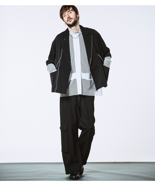 NO ID.（ノーアイディ）の「【NO ID.】Inverted Cross Mesh Pullover / インバーテッド クロス メッシュ プルオーバー（Tシャツ/カットソー・メンズ・ブラック/ホワイト・ONE SIZE）」の5枚目の写真