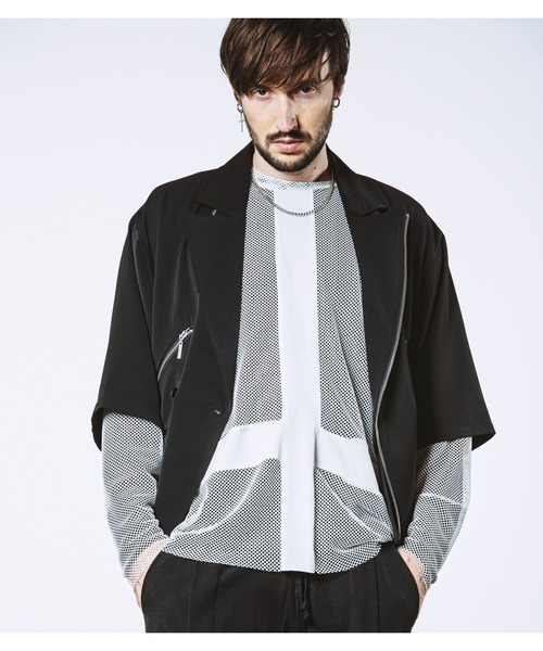 NO ID.（ノーアイディ）の「【NO ID.】Inverted Cross Mesh Pullover / インバーテッド クロス メッシュ プルオーバー（Tシャツ/カットソー・メンズ・ブラック/ホワイト・ONE SIZE）」の9枚目の写真