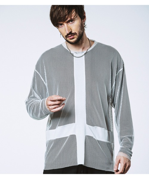 NO ID.（ノーアイディ）の「【NO ID.】Inverted Cross Mesh Pullover / インバーテッド クロス メッシュ プルオーバー（Tシャツ/カットソー・メンズ・ブラック/ホワイト・ONE SIZE）」の11枚目の写真