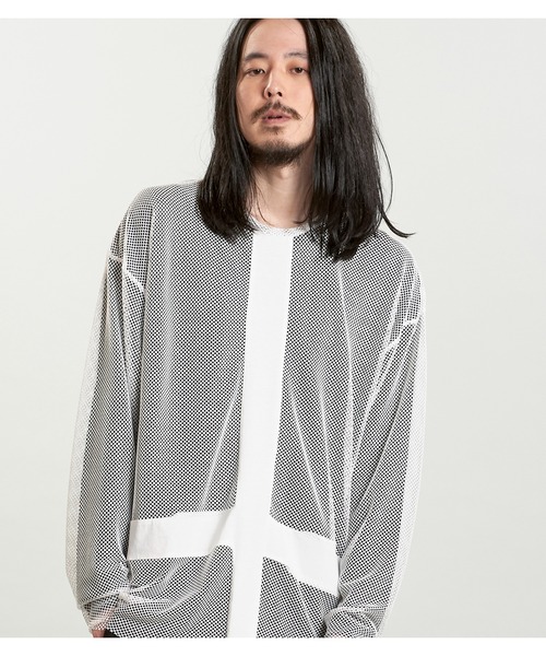 NO ID.（ノーアイディ）の「【NO ID.】Inverted Cross Mesh Pullover / インバーテッド クロス メッシュ プルオーバー（Tシャツ/カットソー・メンズ・ブラック/ホワイト・ONE SIZE）」の21枚目の写真