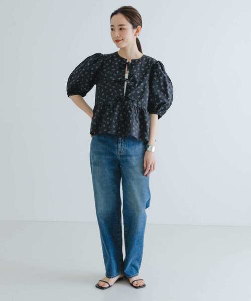セール】GANNI Printed Cotton Peplum Blouse（シャツ/ブラウス