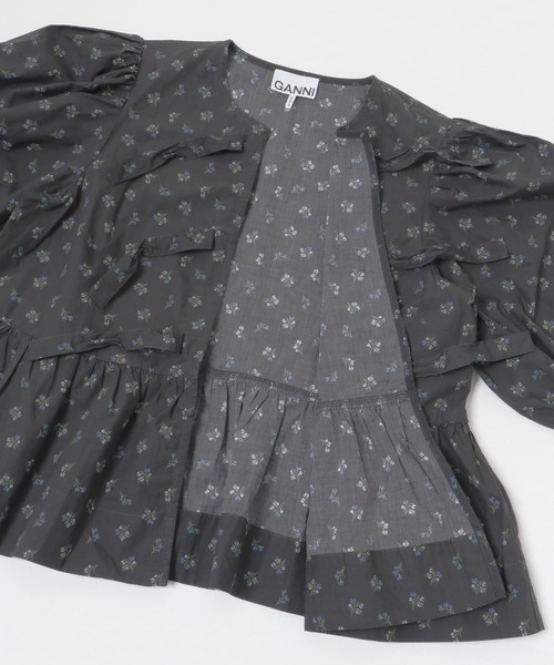 セール】GANNI Printed Cotton Peplum Blouse（シャツ/ブラウス