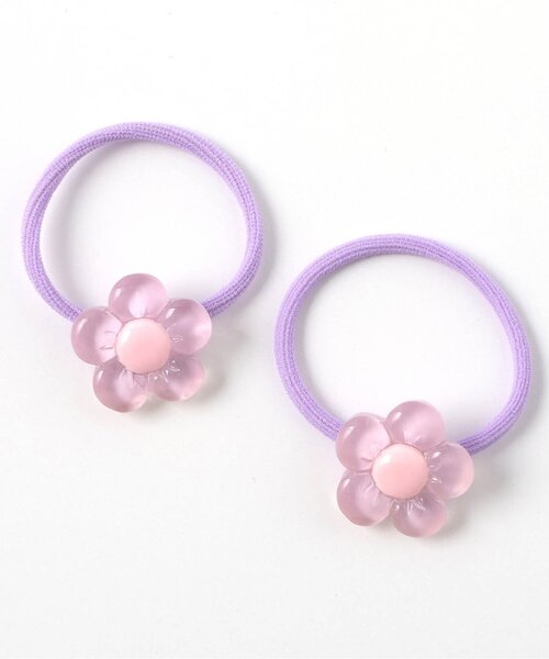 apres les cours（アプレレクール）の「クリアお花ヘアゴム2個セット（ヘアゴム・キッズ・ラベンダー/アイボリー・FREE）」の2枚目の写真