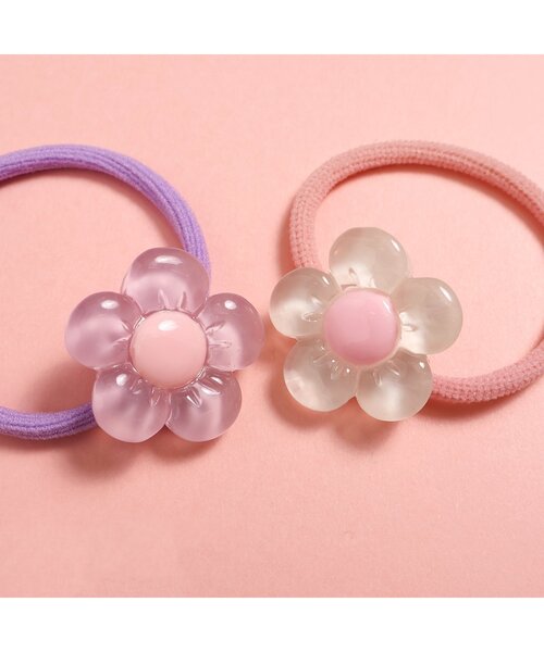 apres les cours（アプレレクール）の「クリアお花ヘアゴム2個セット（ヘアゴム・キッズ・ラベンダー/アイボリー・FREE）」の4枚目の写真