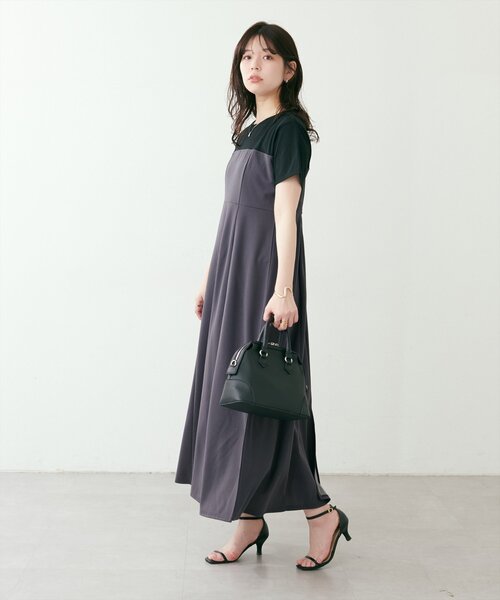 natural couture ワンピース セール】レイヤード風カットジョーゼットワンピース（ワンピース