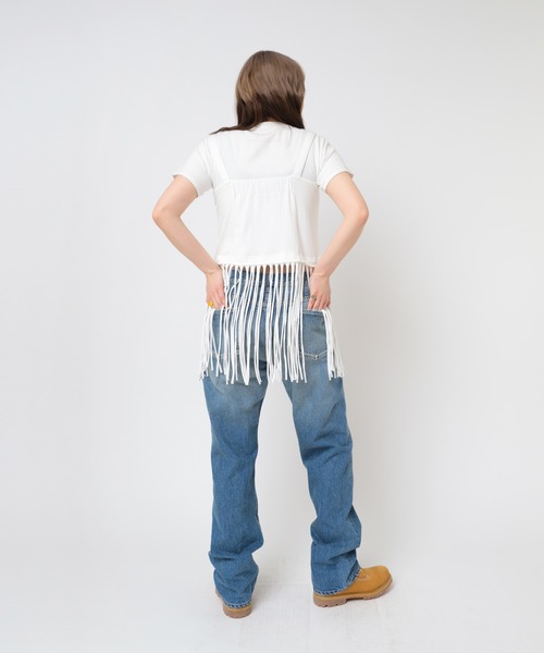 RNA（アールエヌエー）の「M2457 ロングフリンジキャミ（Tシャツ/カットソー・レディース・ホワイト/杢グレー/ブラック・MEDIUM）」の14枚目の写真