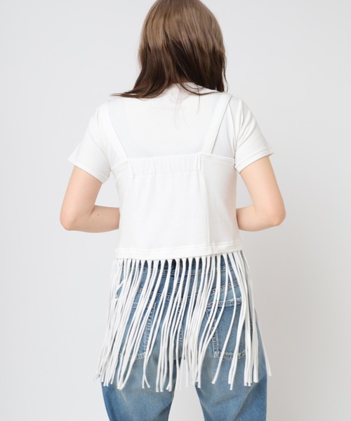 RNA（アールエヌエー）の「M2457 ロングフリンジキャミ（Tシャツ/カットソー・レディース・ホワイト/杢グレー/ブラック・MEDIUM）」の8枚目の写真