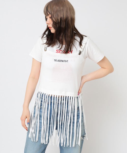 RNA（アールエヌエー）の「M2457 ロングフリンジキャミ（Tシャツ/カットソー・レディース・ホワイト/杢グレー/ブラック・MEDIUM）」の6枚目の写真