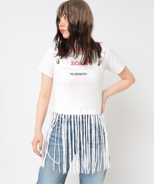 RNA（アールエヌエー）の「M2457 ロングフリンジキャミ（Tシャツ/カットソー・レディース・ホワイト/杢グレー/ブラック・MEDIUM）」の5枚目の写真