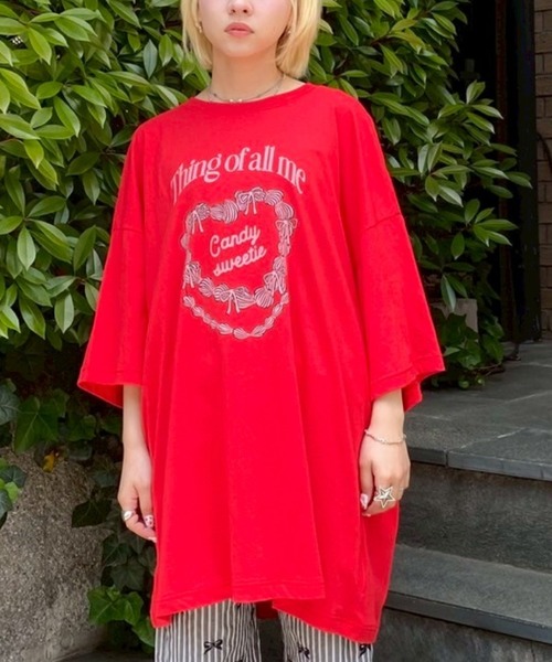 Candy Stripper(キャンディストリッパー)の「CANDY SWEETIE BIG BIG Tシャツ(Tシャツ/カットソー・レディース・オフホワイト/ブラック/ピンク/レッド・FREE)」の1枚目の写真