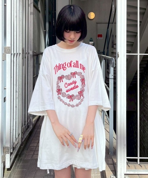 Candy Stripper(キャンディストリッパー)の「CANDY SWEETIE BIG BIG Tシャツ(Tシャツ/カットソー・レディース・オフホワイト/ブラック/ピンク/レッド・FREE)」の15枚目の写真