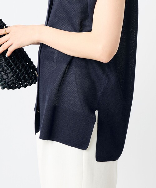 ベスト ジレ 「手洗い可能」ドライタッチ肩タックベスト レディース B.C STOCK ベスト ジレ 手洗い可 / 接触冷感 ヘムダブルフリルV