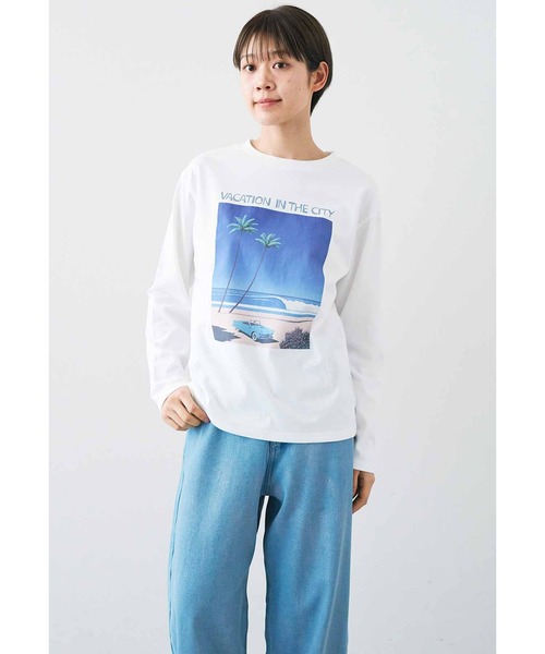 新品未開封　Night Tempo ホワイト Tシャツ + 永井博キーホルダー セール】IEDIT 永井博さんコラボ VACATION IN THE