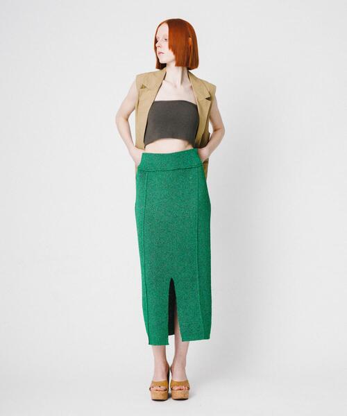 LAATO（ラート）の「mosa knit skirt（スカート・レディース・グリーン/ブラウン・FREE）」の9枚目の写真