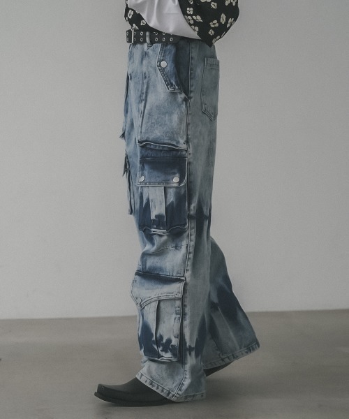 Shoowtime(ショウタイム)の「Chemically washed hard bleached denim cargo pants / ケミカルウォッシュハードブリーチデニムカーゴパンツ(デニムパンツ・メンズ・ブルー/ブラック・SMALL/MEDIUM/LARGE/X-LARGE)」の19枚目の写真