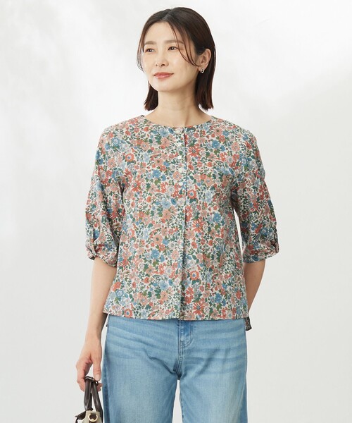 【洗える】LIBERTY ボートネック ブラウス ブラウス シャツ 「洗える」LIBERTY ボートネック レディース