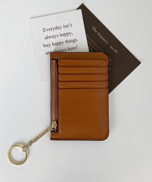 CLEA（クレア）の「【5色展開】薄型キーチェーン付き フラグメントケース/カードケース/ミニ財布（カードケース・レディース・ブラック/イエロー/ピンク/レッド/ブラウン・FREE）」の3枚目の写真