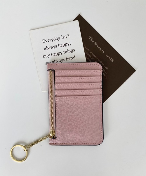 CLEA（クレア）の「【5色展開】薄型キーチェーン付き フラグメントケース/カードケース/ミニ財布（カードケース・レディース・ブラック/イエロー/ピンク/レッド/ブラウン・FREE）」の4枚目の写真