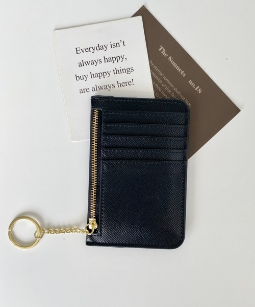 CLEA（クレア）の「【5色展開】薄型キーチェーン付き フラグメントケース/カードケース/ミニ財布（カードケース・レディース・ブラック/イエロー/ピンク/レッド/ブラウン・FREE）」の2枚目の写真