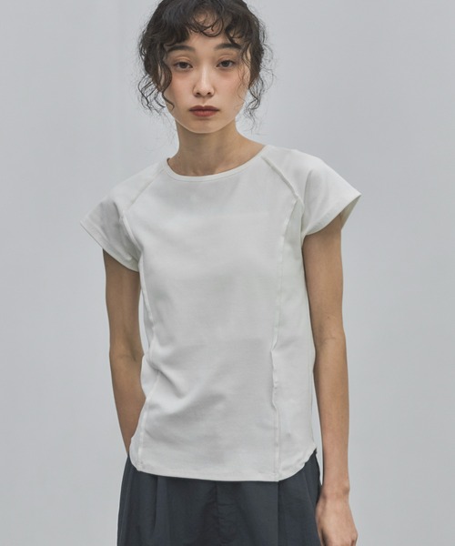 feepur(フェピュール)の「フライスアウトロックフレンチTee(Tシャツ/カットソー・レディース・オフホワイト/ブラック/オートミール/イエロー・MEDIUM)」の2枚目の写真