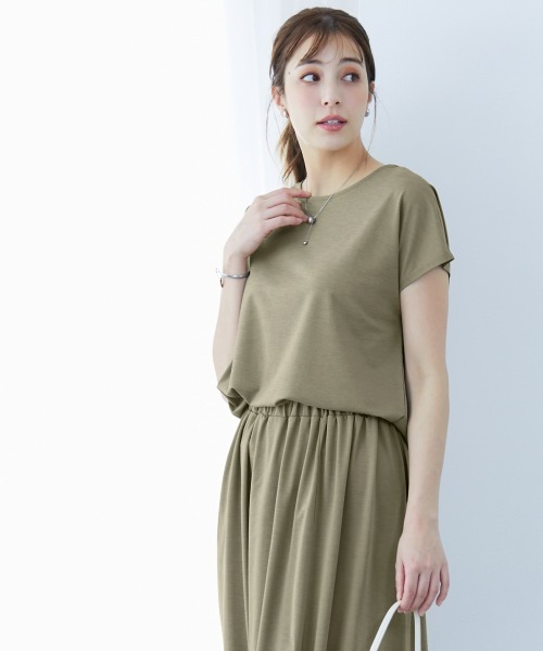 slattgir(スラットジール)の「高身長 接触冷感・UVカット2点セット(トップス+スカート)(トールサイズ)(Tシャツ/カットソー・レディース・ブラック/カーキ・5L/M/L/LL/3L/4L)」の6枚目の写真