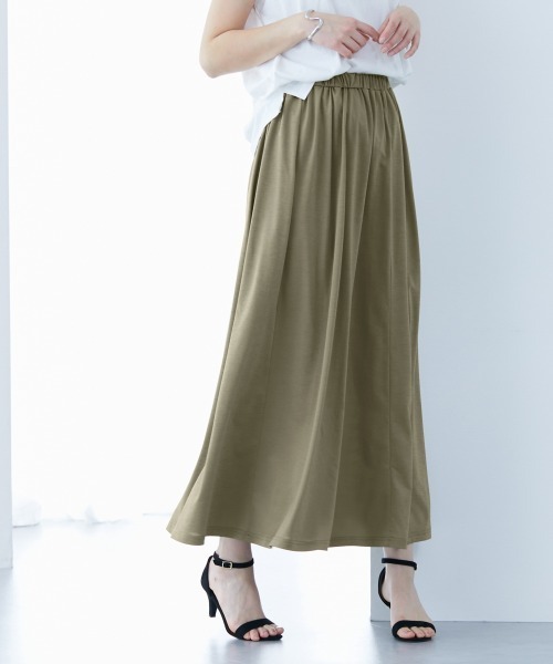 slattgir(スラットジール)の「高身長 接触冷感・UVカット2点セット(トップス+スカート)(トールサイズ)(Tシャツ/カットソー・レディース・ブラック/カーキ・5L/M/L/LL/3L/4L)」の7枚目の写真