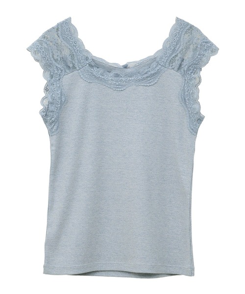 earth music&ecology（アースミュージックアンドエコロジー）の「ラメテレコショルダーレースタンクトップ（タンクトップ・レディース・アイボリー/ブラック/サックスブルー/ベージュ・M/S）」の19枚目の写真