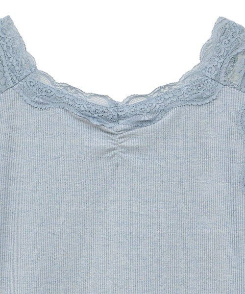 earth music&ecology（アースミュージックアンドエコロジー）の「ラメテレコショルダーレースタンクトップ（タンクトップ・レディース・アイボリー/ブラック/サックスブルー/ベージュ・M/S）」の20枚目の写真