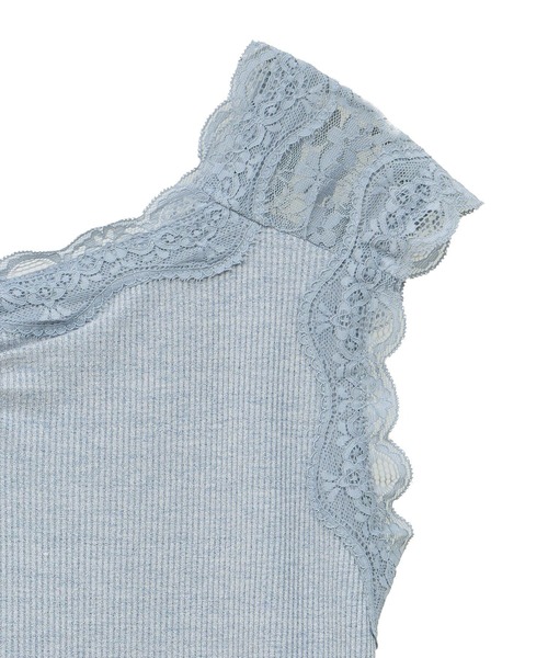 earth music&ecology（アースミュージックアンドエコロジー）の「ラメテレコショルダーレースタンクトップ（タンクトップ・レディース・アイボリー/ブラック/サックスブルー/ベージュ・M/S）」の21枚目の写真