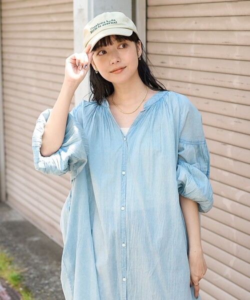 セール】インド カラー加工 シャツワンピース（シャツワンピース