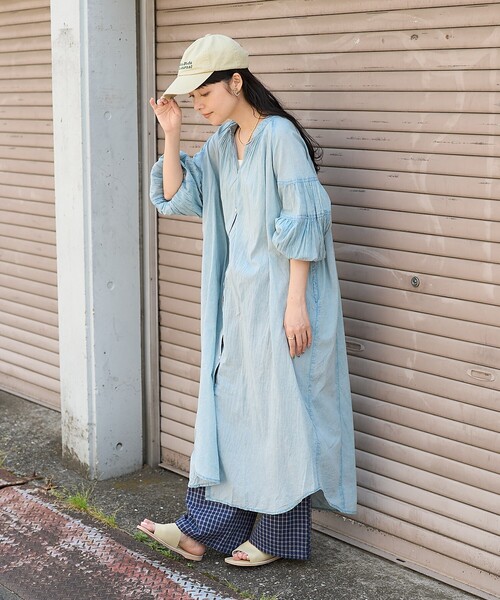 セール】インド カラー加工 シャツワンピース（シャツワンピース