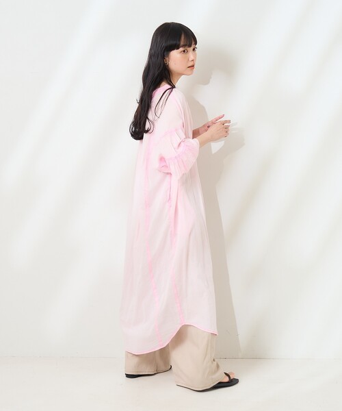 セール】インド カラー加工 シャツワンピース（シャツワンピース