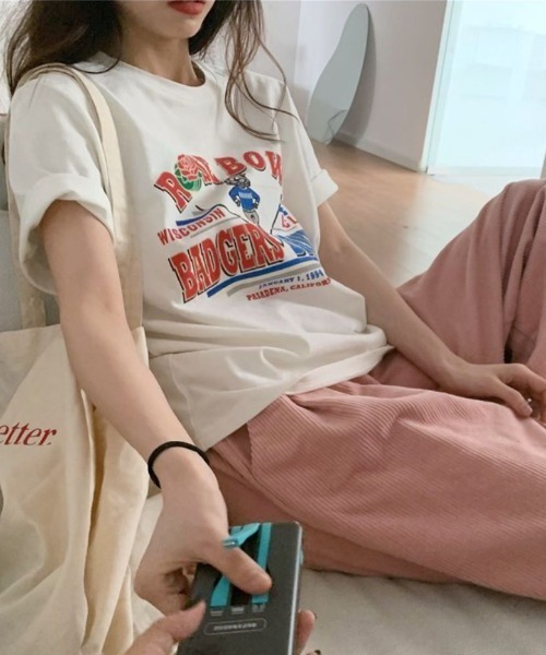 maison de LATIR（メゾンドラティール）の「カジュアルプリントTシャツ（Tシャツ/カットソー・レディース・ホワイト・M/L/XL）」の5枚目の写真