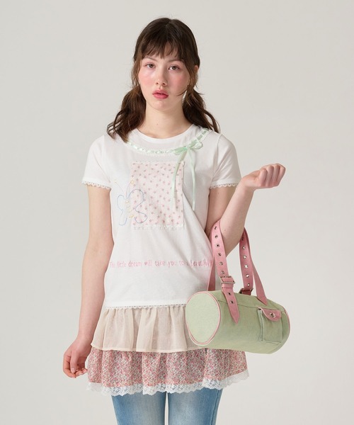 TINA：JOJUN（ティーナジョジュン）の「バイカラー デニムミニバッグ TINA：JOJUN（ハンドバッグ・レディース・ブラウン/ピンク・F）」の3枚目の写真