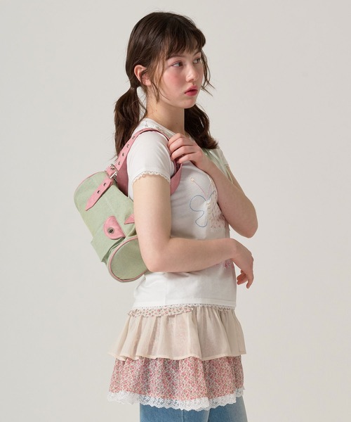 TINA：JOJUN（ティーナジョジュン）の「バイカラー デニムミニバッグ TINA：JOJUN（ハンドバッグ・レディース・ブラウン/ピンク・F）」の5枚目の写真