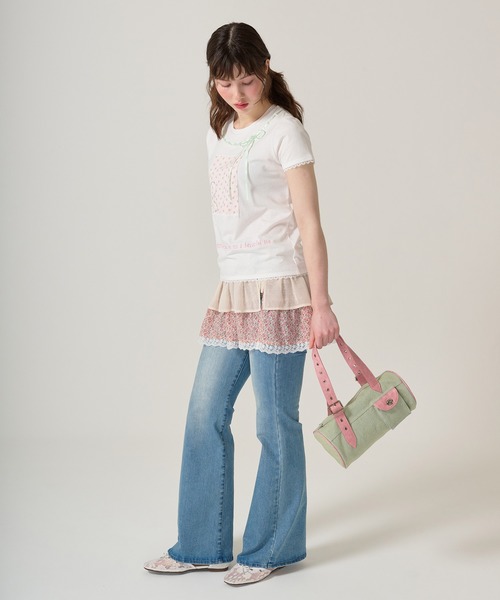 TINA：JOJUN（ティーナジョジュン）の「バイカラー デニムミニバッグ TINA：JOJUN（ハンドバッグ・レディース・ブラウン/ピンク・F）」の7枚目の写真