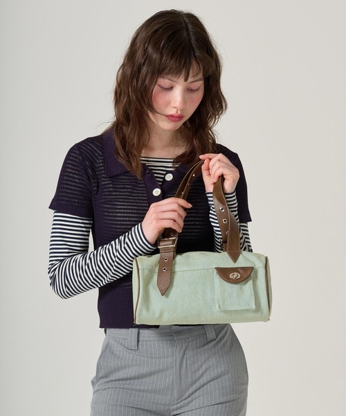 TINA：JOJUN（ティーナジョジュン）の「バイカラー デニムミニバッグ TINA：JOJUN（ハンドバッグ・レディース・ブラウン/ピンク・F）」の9枚目の写真